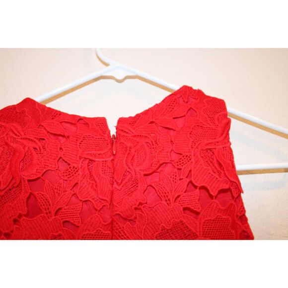 J.Crew Luxe lace dress red aplique size 2 womens mini dress - Picture 7 of 9